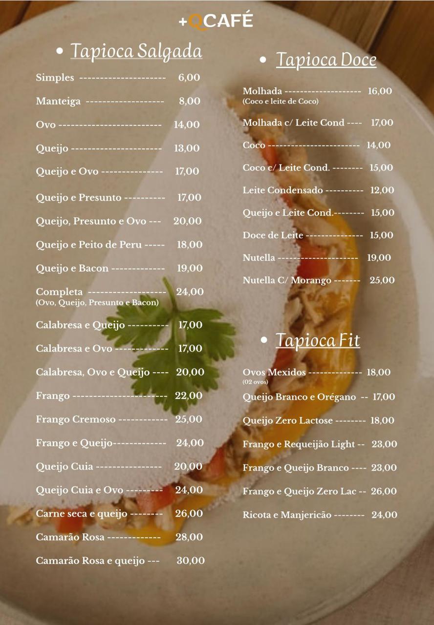 Página 2 do cardápio oficial +Q Café